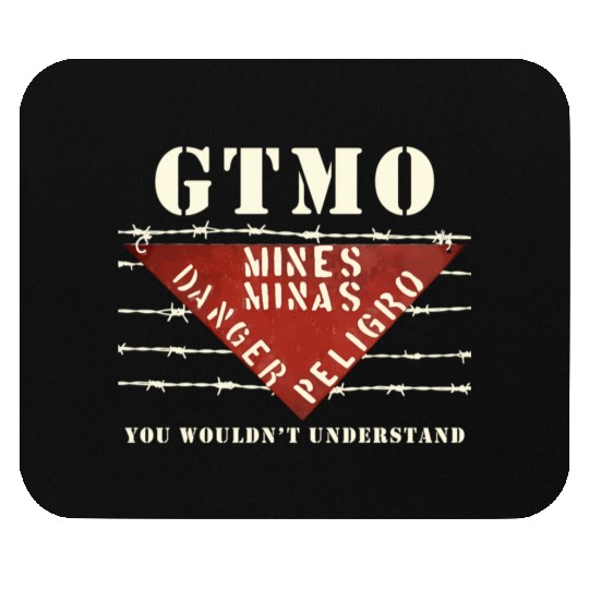 Gtmo Land Mine Barbed Wire Sign Guantanamo Bay Cub Mouse Pads
