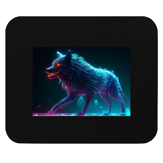 Neon Fur Wolf Mouse Pads