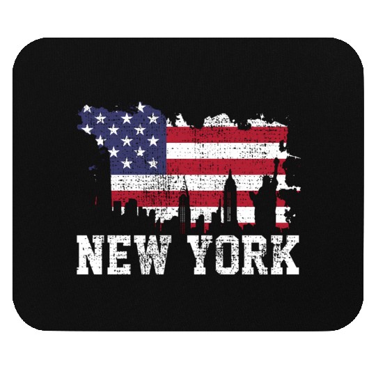 New York City Nyc Skyline Usa Flag America Mouse Pads