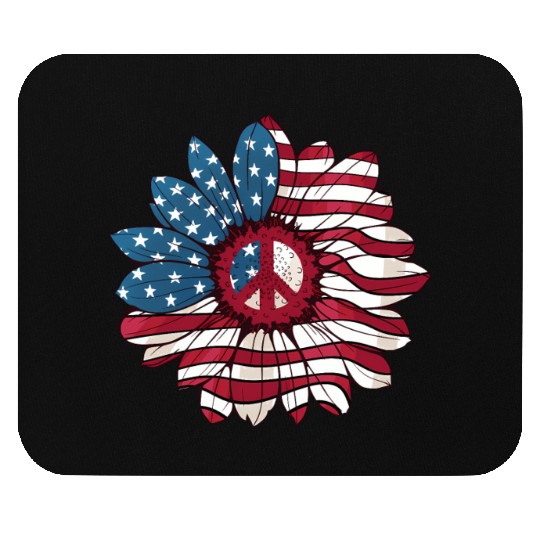 American Flag Flower Independence Day Sunflower 4T Mouse Pads