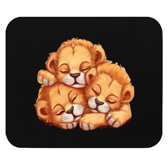 Sleeping lion cubs Mouse Pads