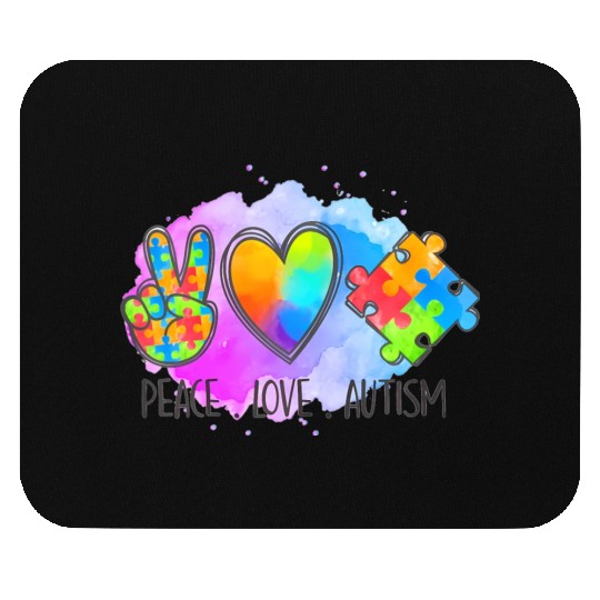Peace Love Autism Super Cute Puzzle Pieces Autism Mouse Pads