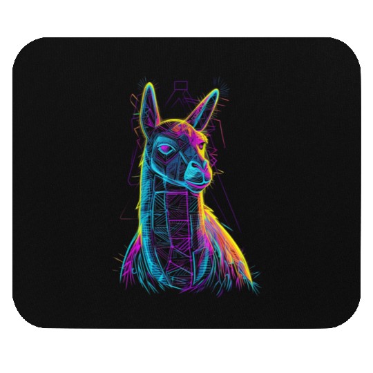 Llama Colorful neon Mouse Pads