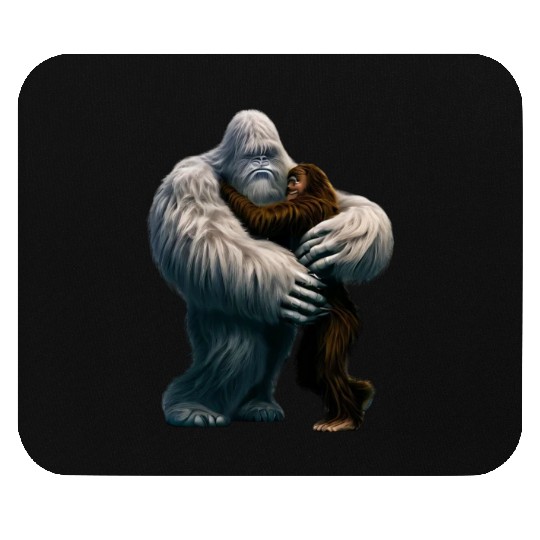 Yeti hugs Bigfoot Mouse Pads
