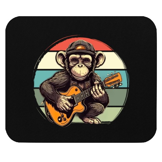 Monkey Chimpanzee Playing Acousitc Rock Guitar Mouse Pads