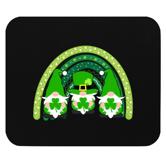 Lucky Rainbow Gnome Happy St Patric Day Family Mouse Pads