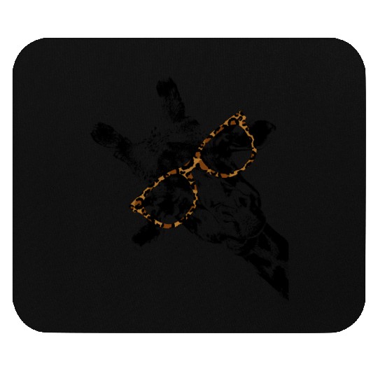 Hipster Giraffe Print Leopard Print Glasses Mouse Pads