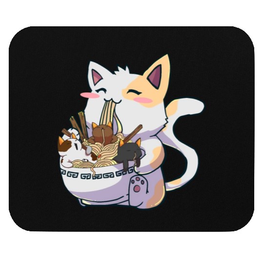 Kawaii Neko Cat Ramen Bowl Anime Japanese Noodles Mouse Pads