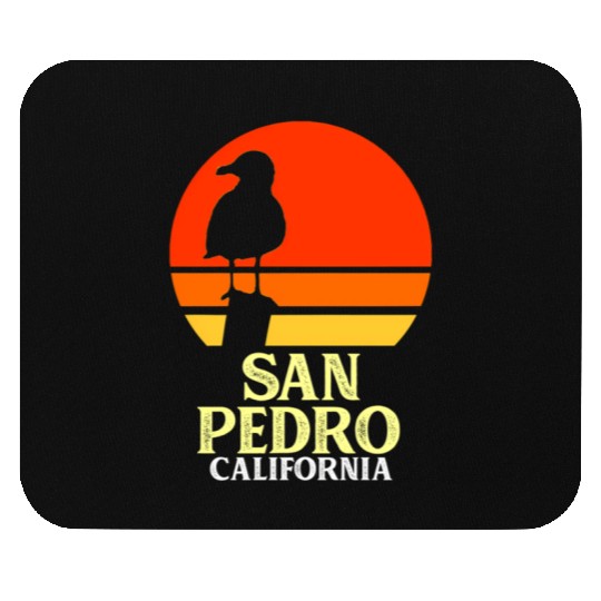 San Pedro California Beach Seagull Mouse Pads