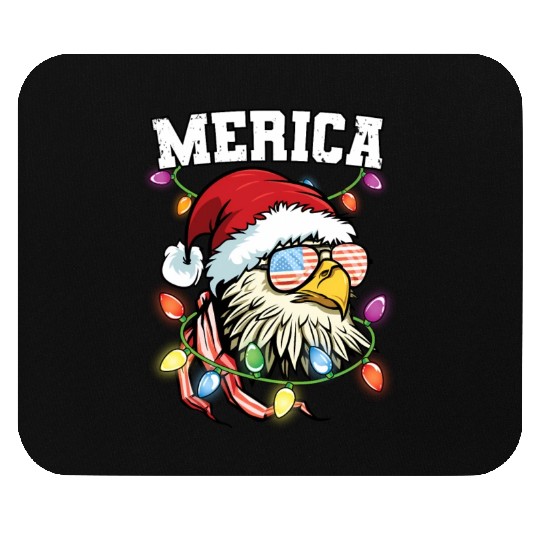 Merica Usa Flag Patriotic Veteran Santa Bald Eagle Mouse Pads