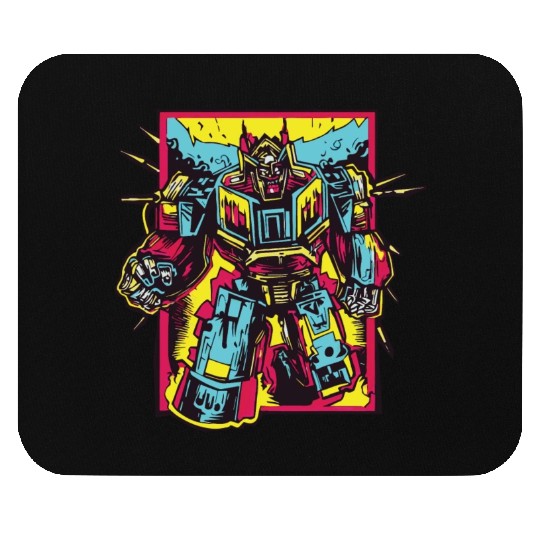 Red Mouse Pads Retro Style 90s Cartoon Comic Hero Robot