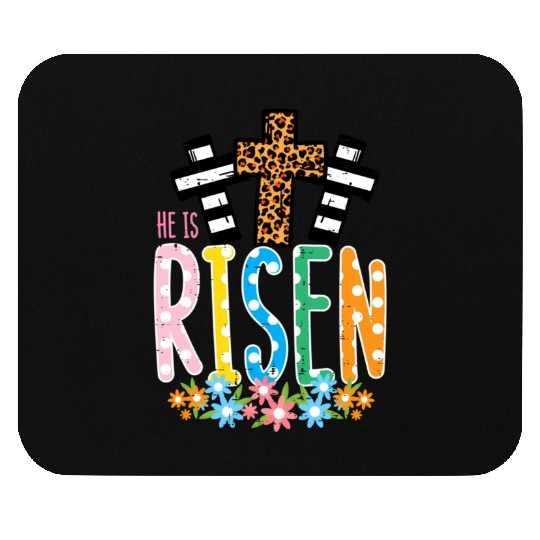 He Is Risen Leopard Cross Easter Jesus Religious Mouse Pads