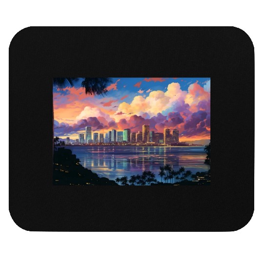 Anime Honolulu A Vibrant Anime Inspired Skyline Mouse Pads