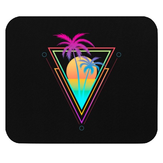 1980S 1990S Vaporwave Palm Trees Sunset Beach Surf Mouse Pads