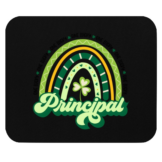 Boho Rainbow Shamrock One Lucky Principal St Mouse Pads