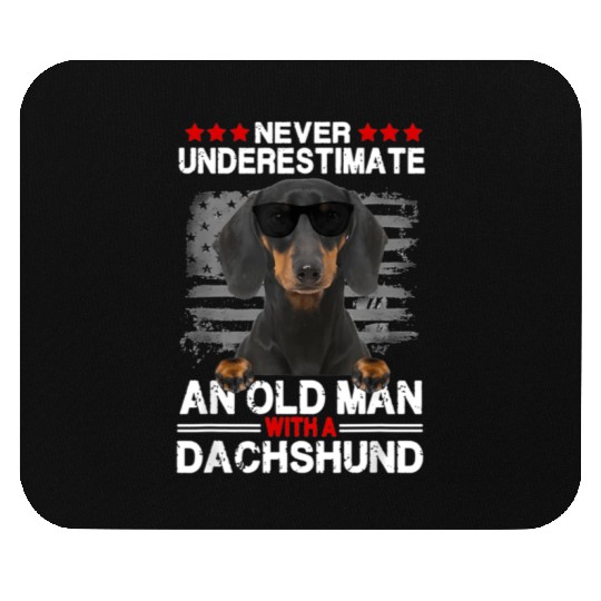 Never Underestimate An Old With A Dachshund Dog Mouse Pads