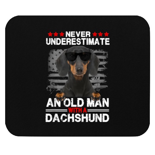Never Underestimate An Old With A Dachshund Dog Mouse Pads