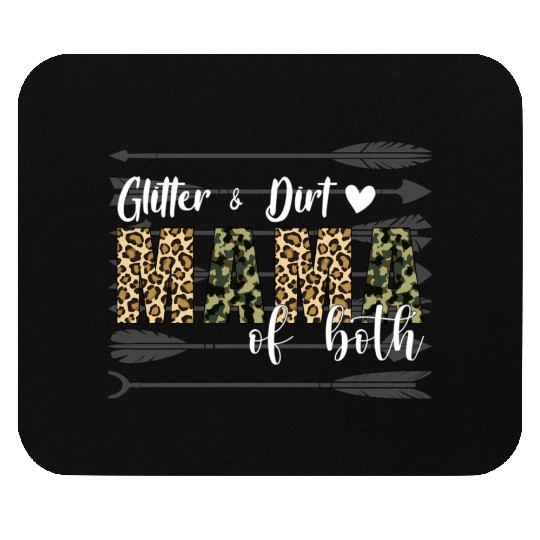 Glitter Dirt Mama Of Both With Leopard Camouflage Mouse Pads