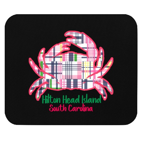 Hilton Head Island Preppy Plaid Crab Mouse Pads