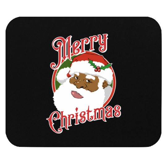 Black Merry African American Santa Claus Mouse Pads