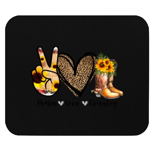 Sunflower Peace Love Country Cowgirl Midwest Boot Mouse Pads