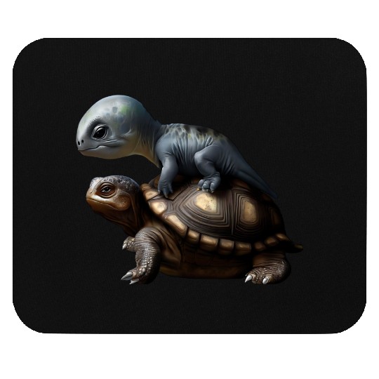 dinosaur on turtle Mouse Pads