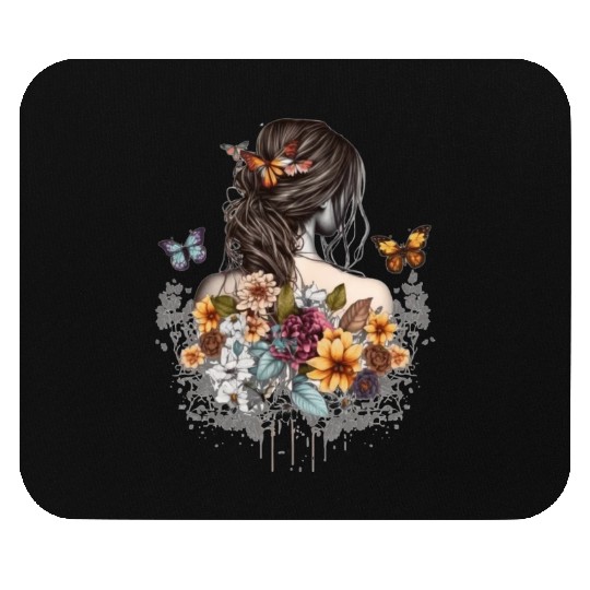 Butterfly Girl Lady of Butterflies Mouse Pads