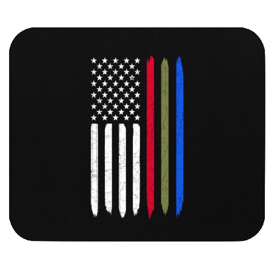 Thin Blue Red Green Line American Flag Police Mouse Pads
