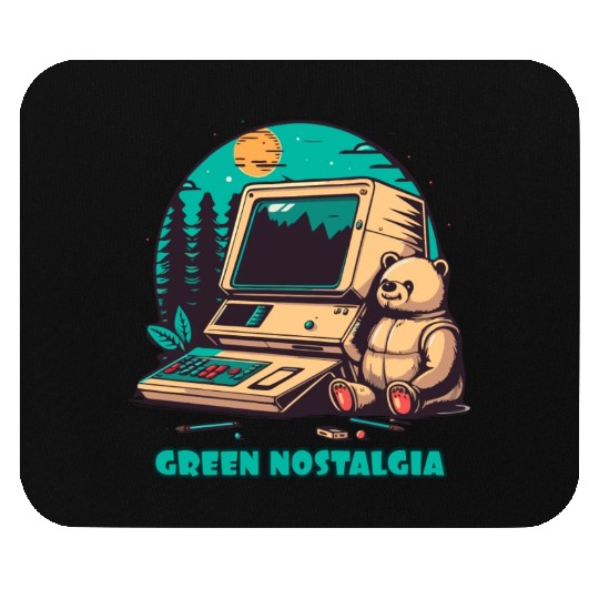 Green Nostalgia Toy Bear Nature Computer Mouse Pads
