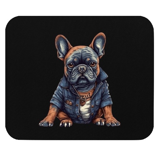 Cool french bulldog in streetwear clothing streets Mouse Pads