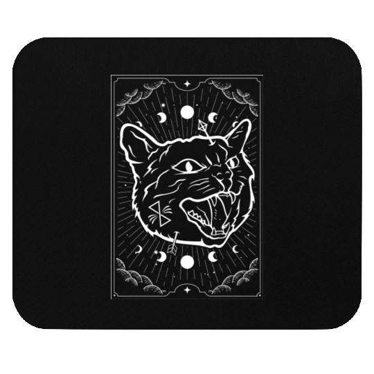 Cat Tarot Card Moon Phase Occult Goth Satan Mouse Pads