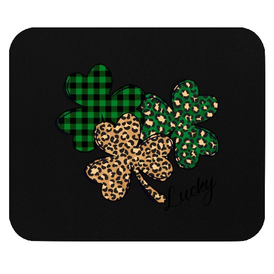 Lucky Leopard Shamrock St Patric Day Mouse Pads