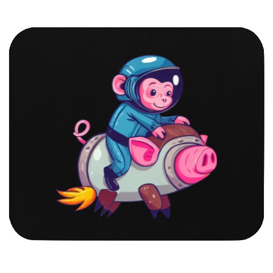 Pig and Monkey as Astronauts Mouse Pads