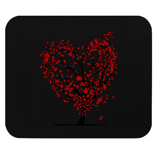 Red and Floral Heart Mouse Pads