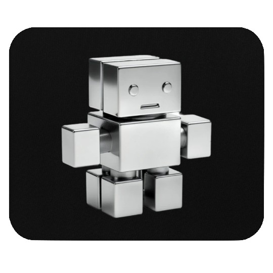 Tiny cube robot Mouse Pads