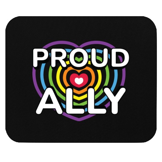 Proud Ally Rainbow Heart LGBTQIA Pride Month v02 Mouse Pads