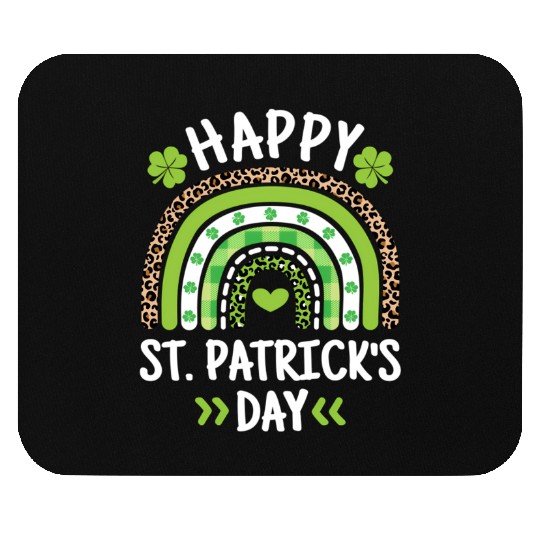 Happy St Patric Day Leopard Print Rainbow Mouse Pads