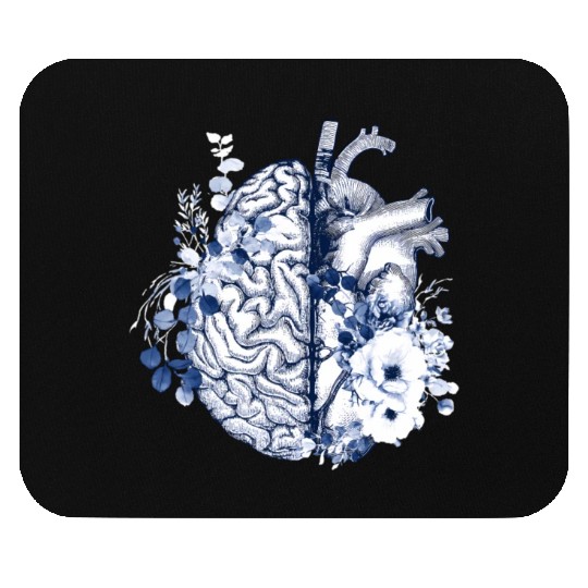 Balance Head And Heart Anatomy Blue Flowers Mouse Pads
