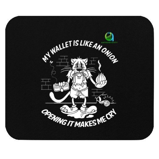 Financial Humor Mouse Pads: Crying Onion Wallet - White