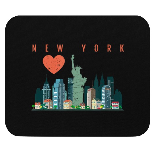 New York City Nyc Skyline Heart Distressed Style Mouse Pads