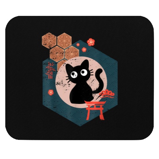 Black Cat Lover japanese kitten anime tokyo otaku Mouse Pads