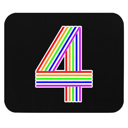 Happy Family Clothing Rainbow 4th Birthday Number Mouse Pads