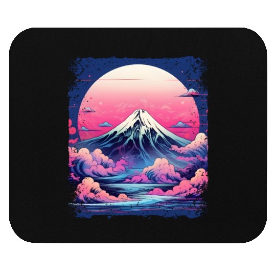 Vaporwave Volcano Aesthetic Japan Sight Mount Fuji Mouse Pads