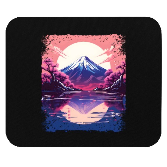 Vaporwave Aesthetic Japan Sight Mount Fuji Volcano Mouse Pads