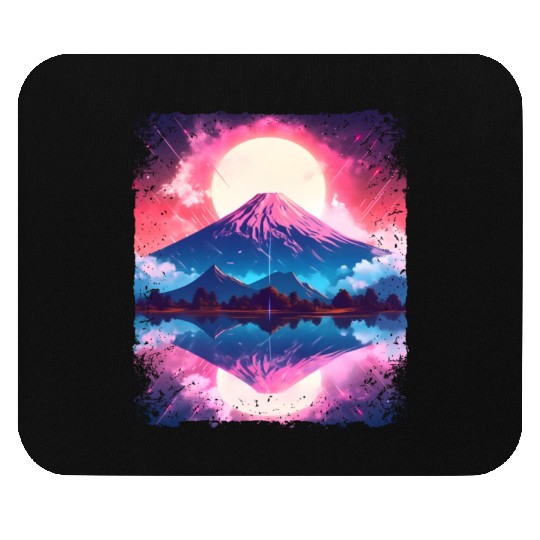 Mount Fuji Vaporwave Aesthetic Japan Sight Volcano Mouse Pads