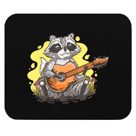 Raccoon With Guitar Mouse Pads