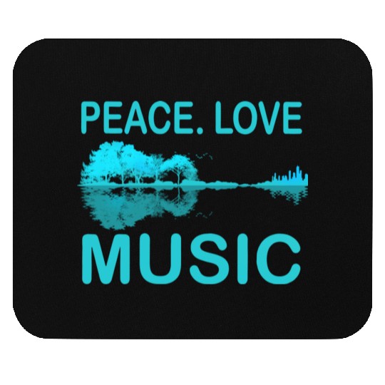 Peace Love Music Guitar Lake Shadow Hippie Mouse Pads