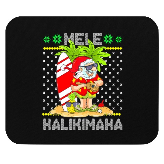 Mele Kalikimaka Santa Claus Surfer Guitar Mouse Pads