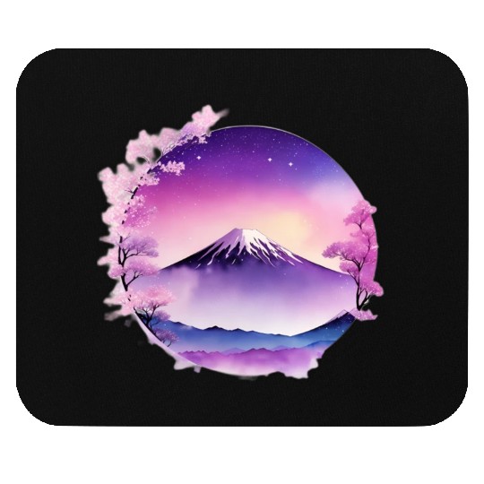 Japan Mount Fuji Dreamy Lo-Fi Style Retro Purple Mouse Pads