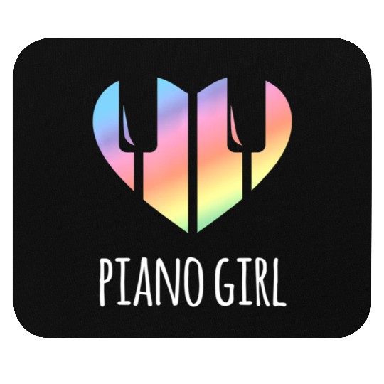 Piano Girl with Rainbow Heart Mouse Pads